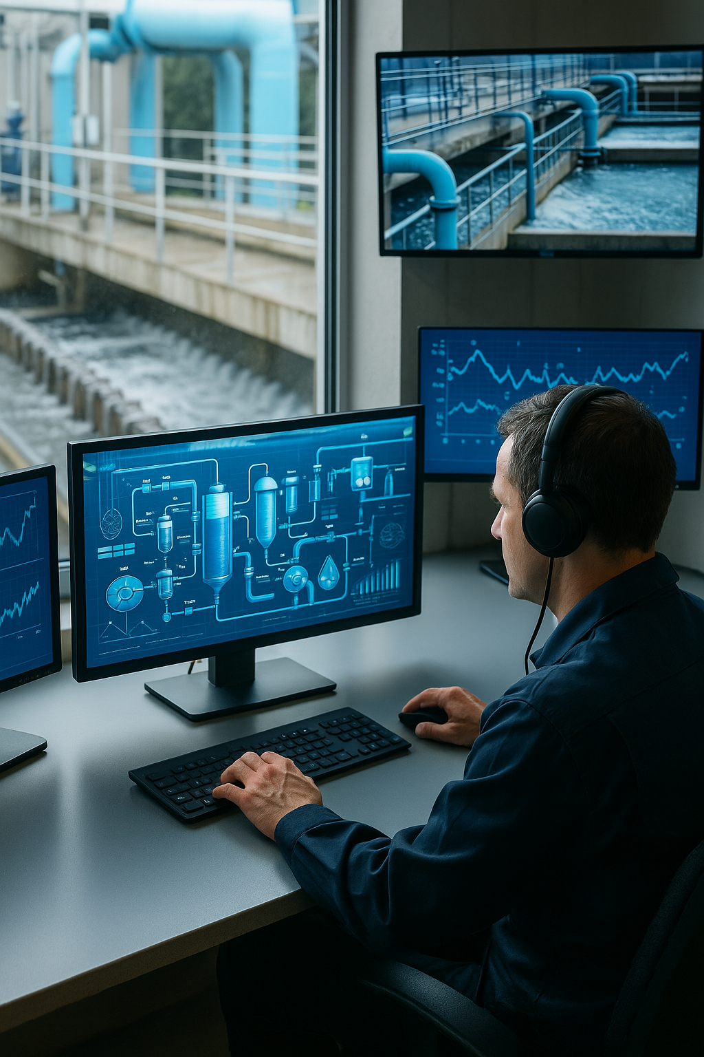 Process operator at a control panel